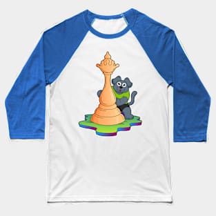 Dog at Chess with Chess piece Queen Baseball T-Shirt